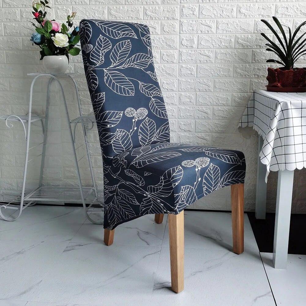 Printed King Back Chair Cover Stretch Large XL Size Chair Covers for Dining Room Home Hotel Banquet Decor Long Seat Protectors