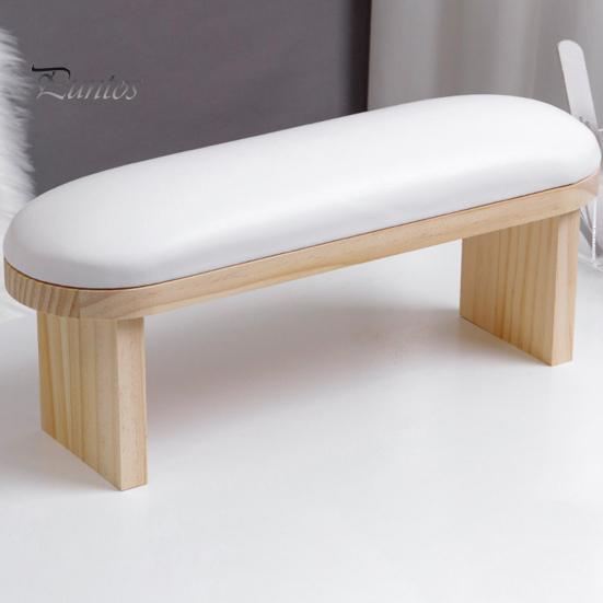 DIY Nail Art Hand Rest Wood Stand Soft Sponge Filling Solid Color Faux Leather Pillow Wrist Support Professional Manicure Palm Arm for Salon Tool