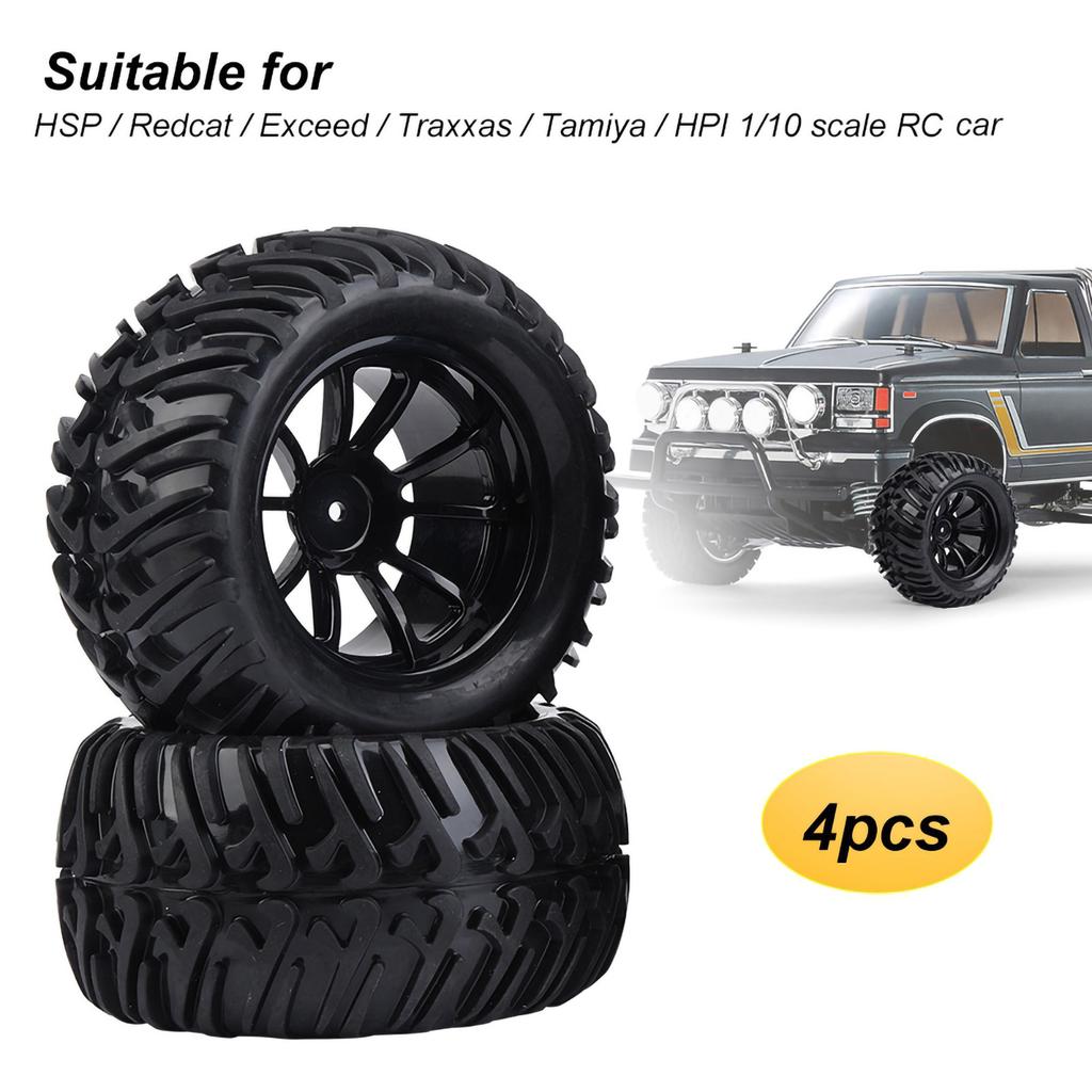 4 szt. Gumowe opony w kształcie litery Y z bieżnikiem i piastami do samochodu ciężarowego RC w skali 110 (10 otworów)