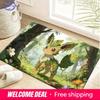 Cute Eevee Covered with Green Leaves and Vines In Sunlit Forest Print Non-slip Doormat, Soft Absorbent Floor Rug for Home Decor