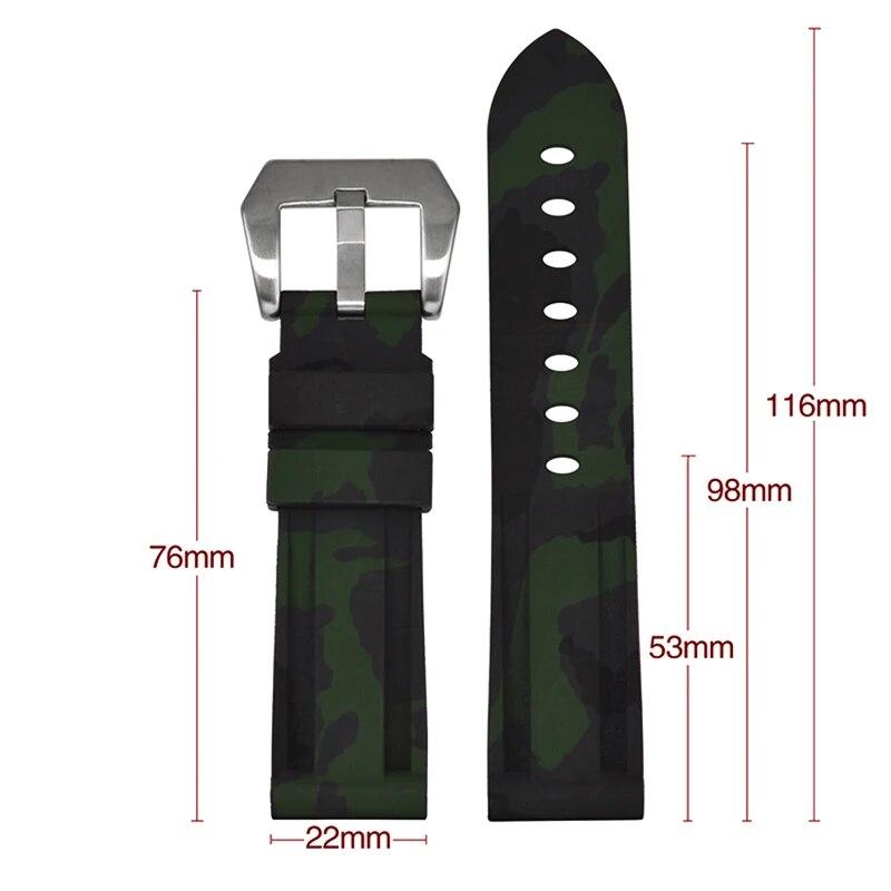 Universal 20mm 22mm 24mm 26mm Silikon Armband Camouflage Gummi Armband Sport Ersatz Uhr Band für männer Handgelenk Band