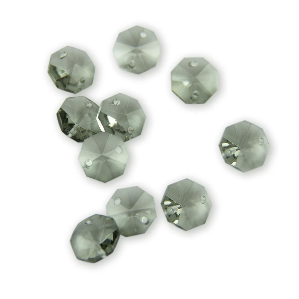 100Pcs 14Mm Crystal Chandelier Parts Glass Octagon Beads In 1 Hole/2 Holes Diy Strand Accessories Sucatchers For Home Decoration