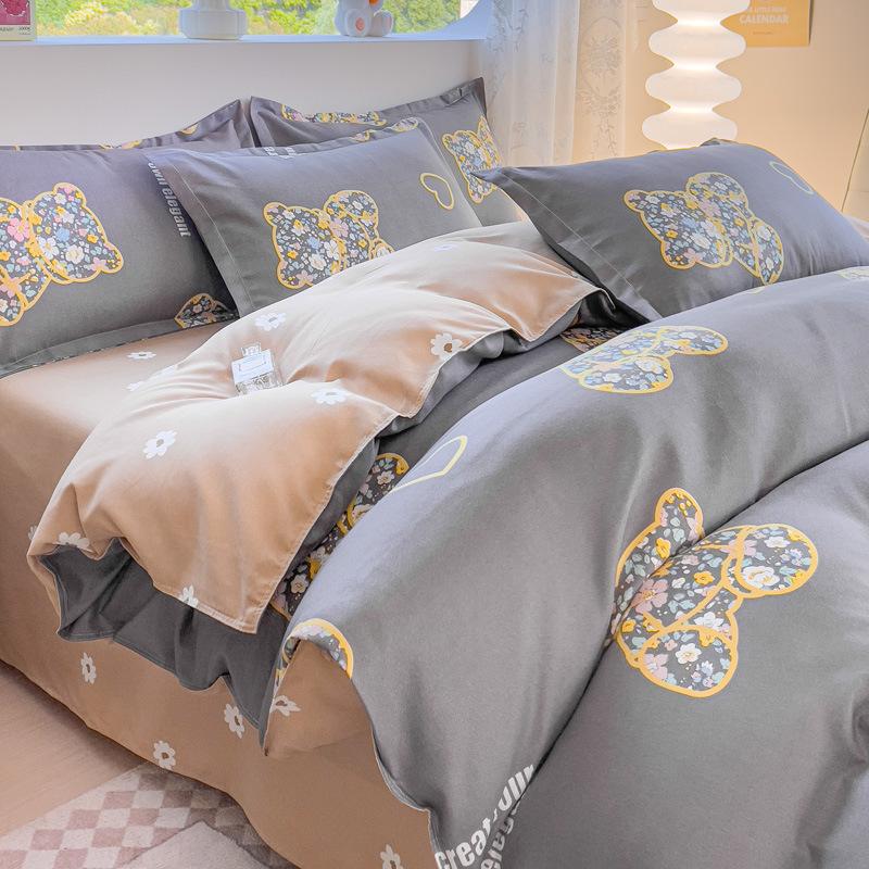 Skin-friendly Cotton Four-piece Dormitory Three-piece Bed Sheet Quilt Cover Bedding