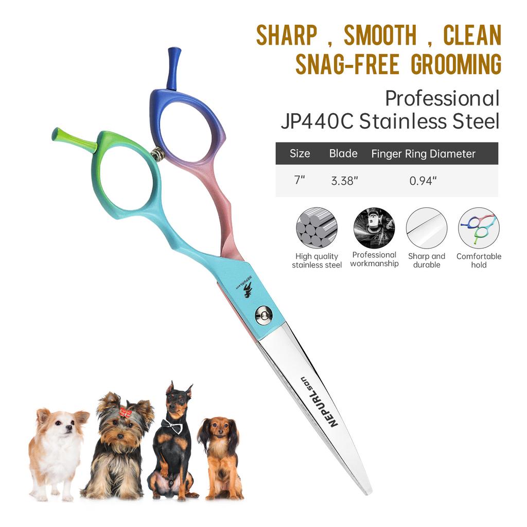 6.5 Inch, Color Double Tail, Split Maiden Handle, Pet Scissors, Pet Curved Scissors
