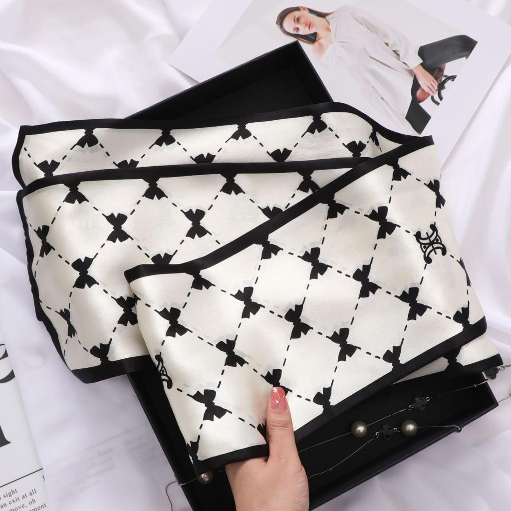 16*145CM 100% Mulberry Silk Scarf Double-Layer Double-Sided Long Narrow Ribbon Scarf Spring Summer Neck Scarf & Hair Tie
