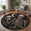 2D Fire Pit Skull Printed Carpet Weird Decorative Circular Door Mat Living Room Bedroom Horror Home Decor, Carpet