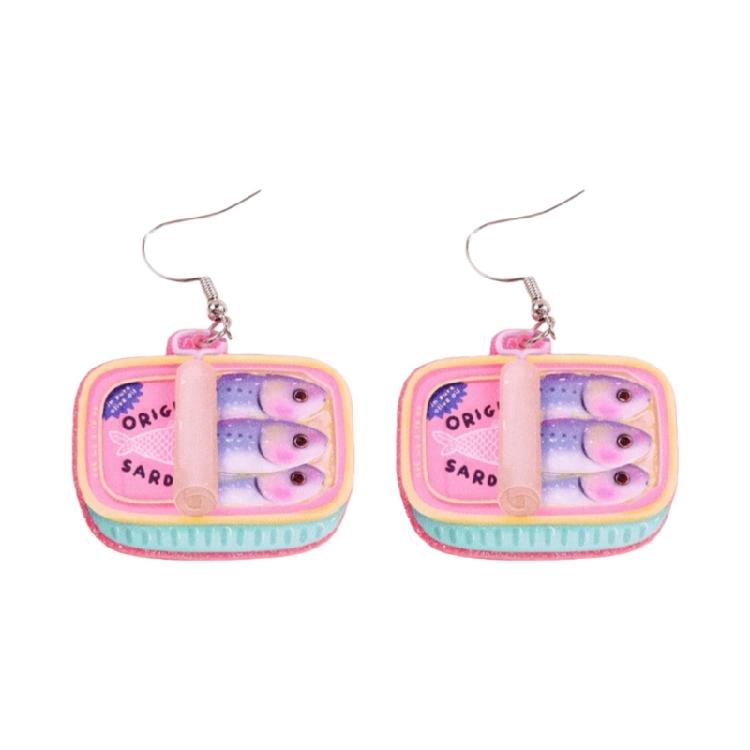 Novel Sardine Can Shaped Earrings Acrylic Materials Jewelry For Women Unique Conversation Starter Gift 1