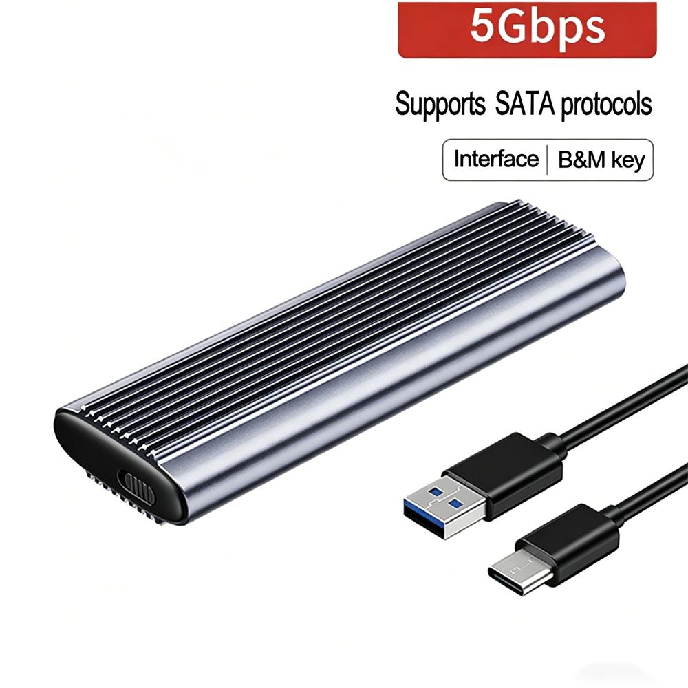 M.2 SSD Enclosure NVMe SATA Aluminum Alloy Dual Protocol M2 SSD Case 10Gbps USB 3.1 SSD Box Tool Free Laptop Computer