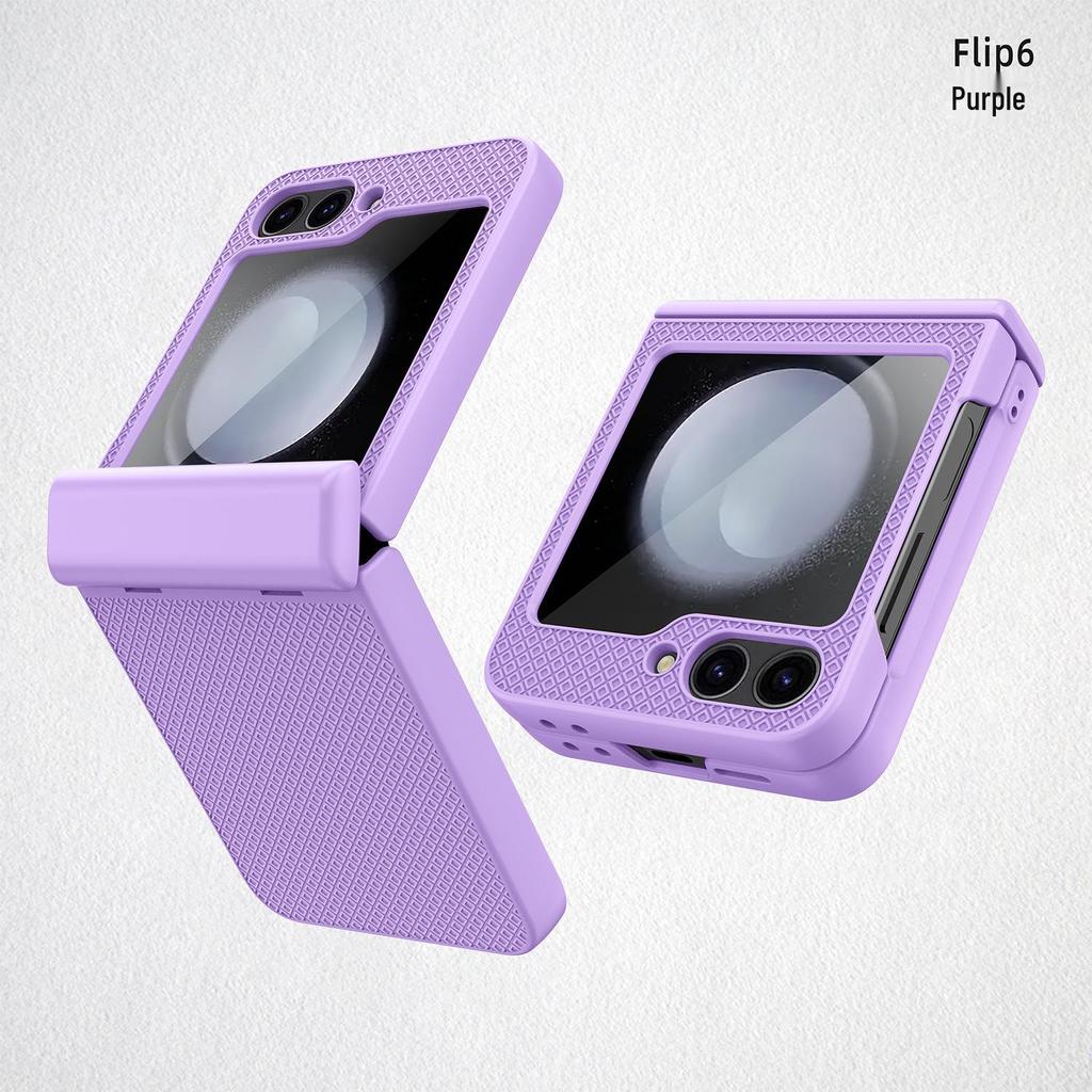 Samsung Z Flip6 Full Wrap Checkered Phone Case with Lens Film and Spring Anti-Fall Protection