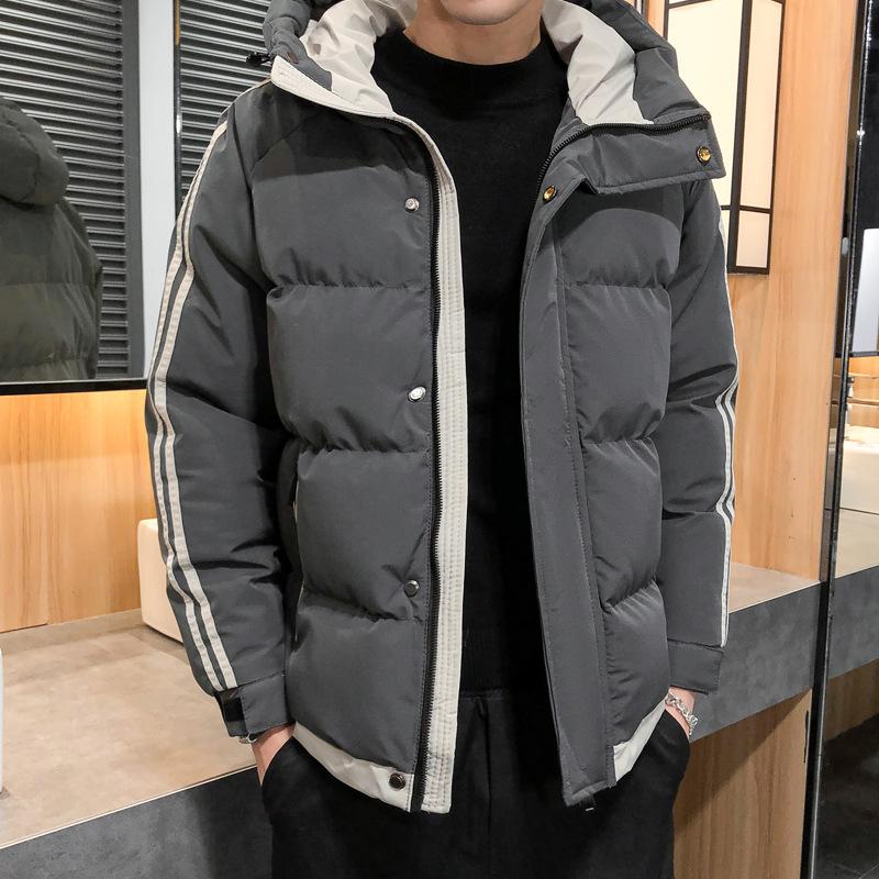 

Зимняя новая двухбортная хлопковая одежда мужские куртки с капюшоном корейская версия повседневная универсальная утолщенная теплая молодежный тренд хлопковая одежда 4XL серый