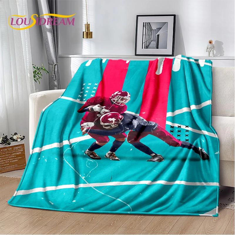 Rugby Field Rugby 2025 Style New American Football Cartoon Soft Blanket,Soft Throw Blanket for Home Bedroom Bed Sofa Travel Kids