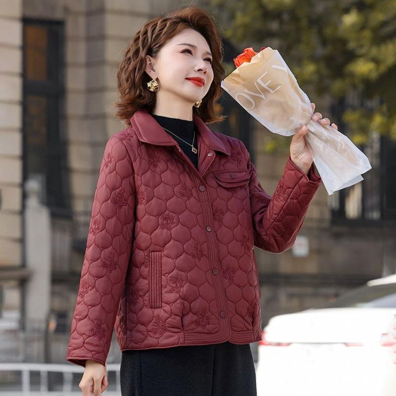 Autumn Lapel Rhombus Cotton Clothes Mother's New Women's Padded Jacket