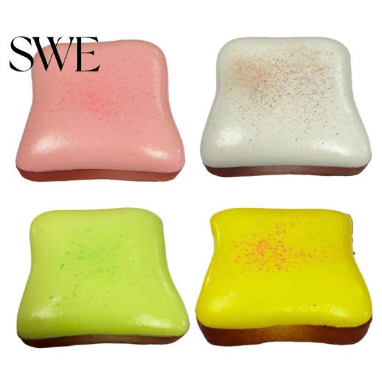 Dicker Stressball Cremiges Toast-Quetschspielzeug Weich Langsam aufgehend Realistisches Brot Fidget-Schaumstoff zur Linderung Dekompressions-Gadget Kinder Erwachsene Ablassen