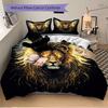 3pcs Golden Winged Lion Quilt Set Cartoon Themed Bed Quilt Set Lovely Character Bedroom Decor Bed Quilt Set Four Seasons (1 Cover + 2Pillowcase N