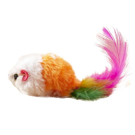 3/5/12Pcs Cat Mouse Toys Faux Fur Cat Mice Toy with Feather Tail Interactive Mini Furry Mouse with Rattle Sounds for Indoor Cat