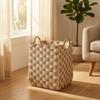 2 Pieces Paper Storage Basket Handwoven Organizer Bin Lightweight