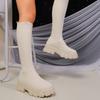 Fashion 2024 Spring Autumn New Thick Sole Knitted Long Boots for Women Fashion Elastic Socks Boots Over Knee Round Toe Platform Shoes