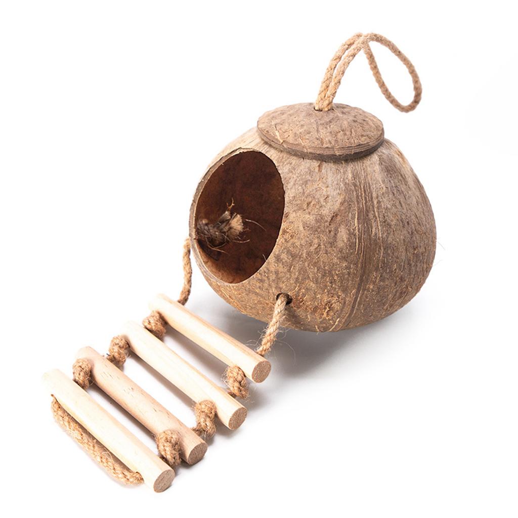 Hamsterhaus Kletterleiter Kokosnuss Verstecke Nest Lebensraum Dekorationen für Mini Rennmäuse Goldhamster Meerschweinchen Kleintier