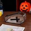 Halloween Cross Glass Coffin Box Gothic Jewelry Box With Lid Decorative Display Box Candy Storage Case Mini Vampire Treat Holder