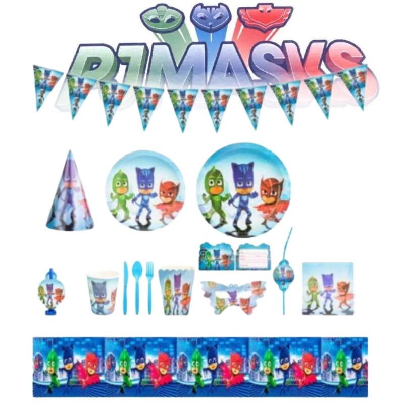 Kids Pjmask Birthday Party Supplies Tableware Decoration Plates Cartoon Cups