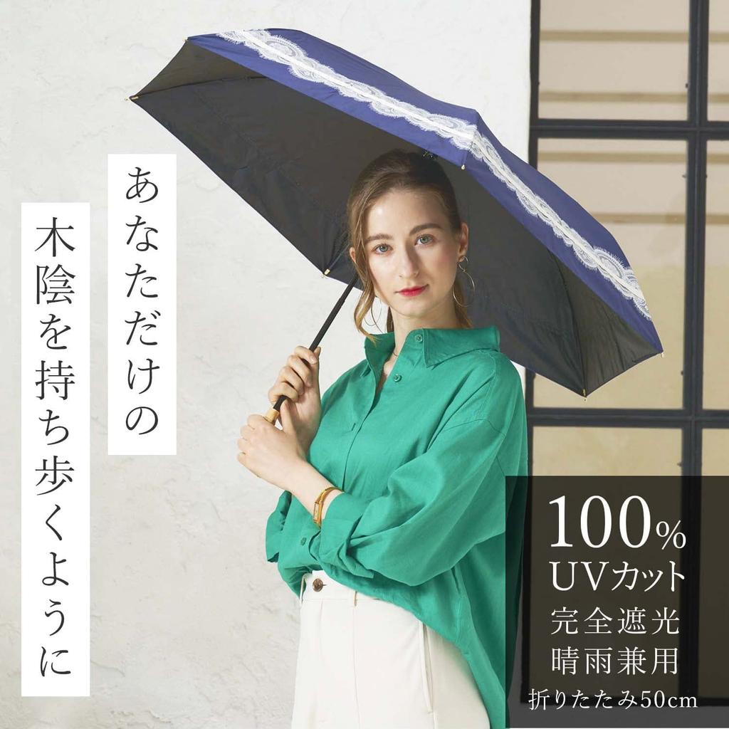 Refume Folding Light Heat UV 3 Suitable for Sun and Navy and White Parasol, 100% Blocking, Lightweight, Blocking, Protection, Tiers, Rain, REFU-0004,