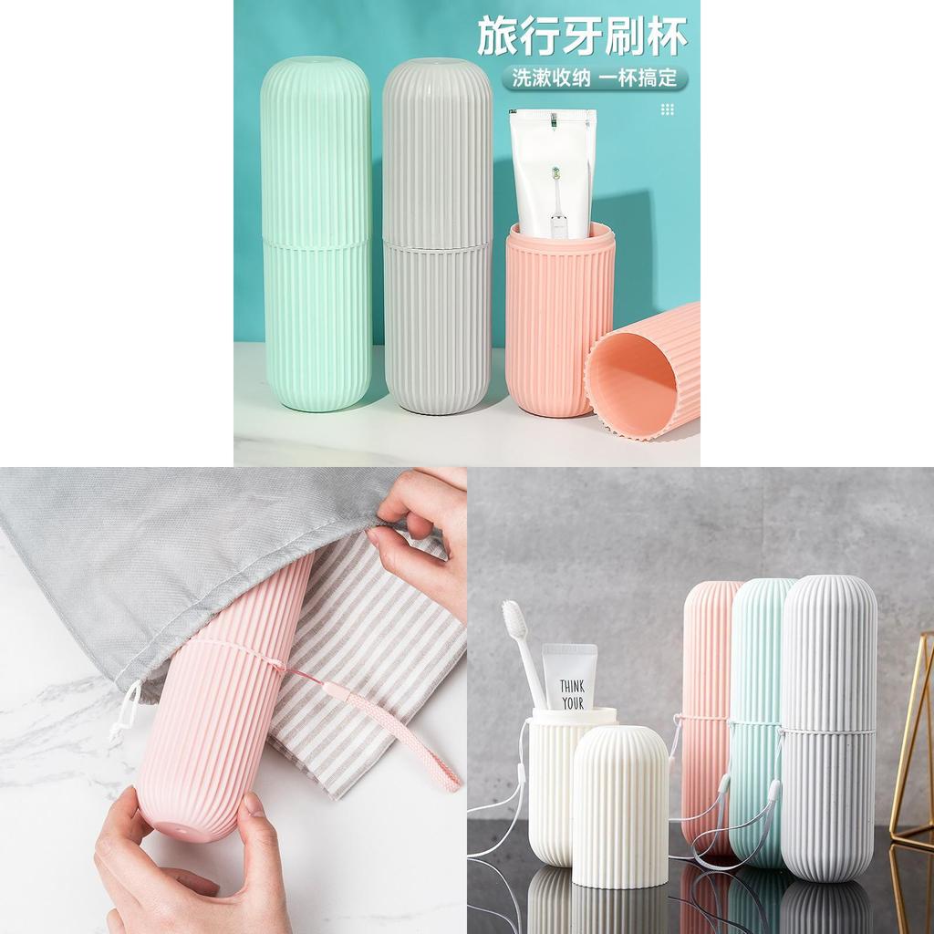 Portable Travel Toothbrush Holder With Storage And Nopunch Design For Home And Trip Use