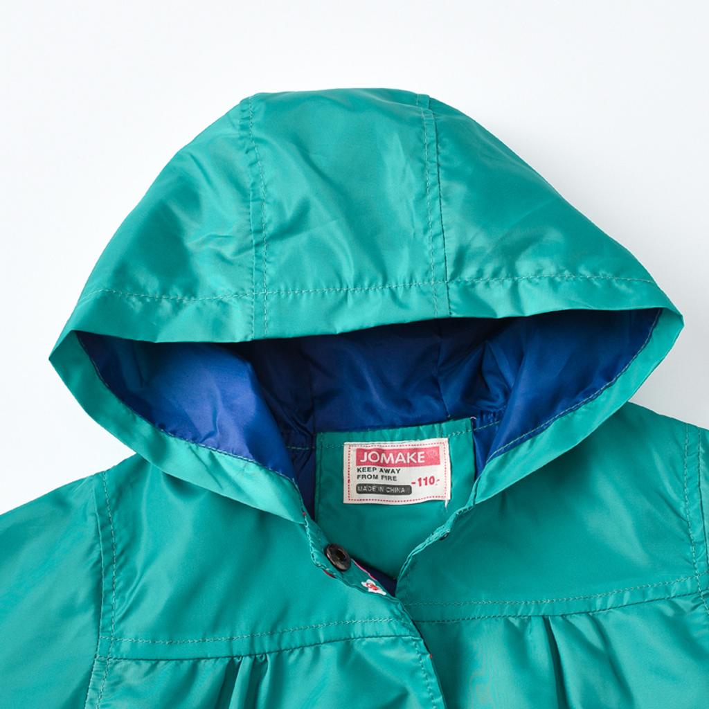 Kinderkleidung Mädchen niedlicher Knopfmantel bedruckte langärmelige Windjacke mit Kapuze