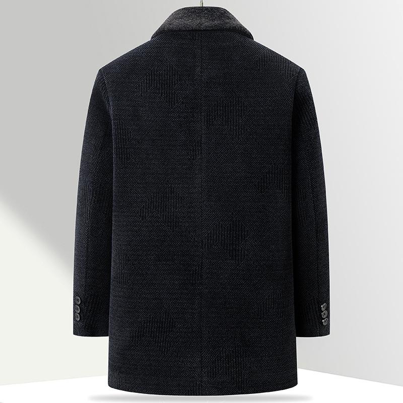 Chenille Coat for Middle-aged and Elderly Men, Removable Velvet Lining, Daddy's Thick Woolen Coat