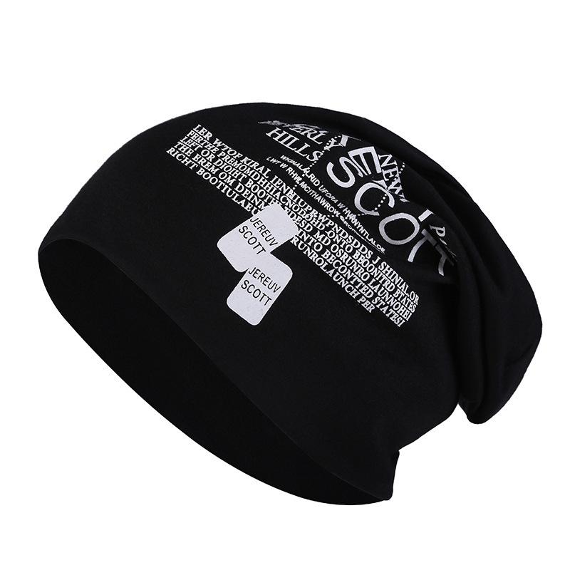 Letter Print Men Beanie Hip Hop Baggy Slouchy Cap Spring Autumn Women Warm Cotton Hat Skullcaps