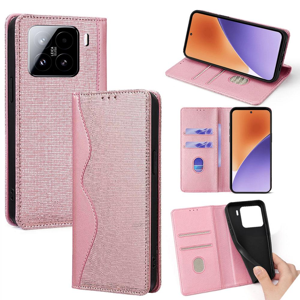 

Для Xiaomi 15 Шкіряний чохол-гаманець-підставка Чохол для телефону з RFID-блокуванням Rose Gold