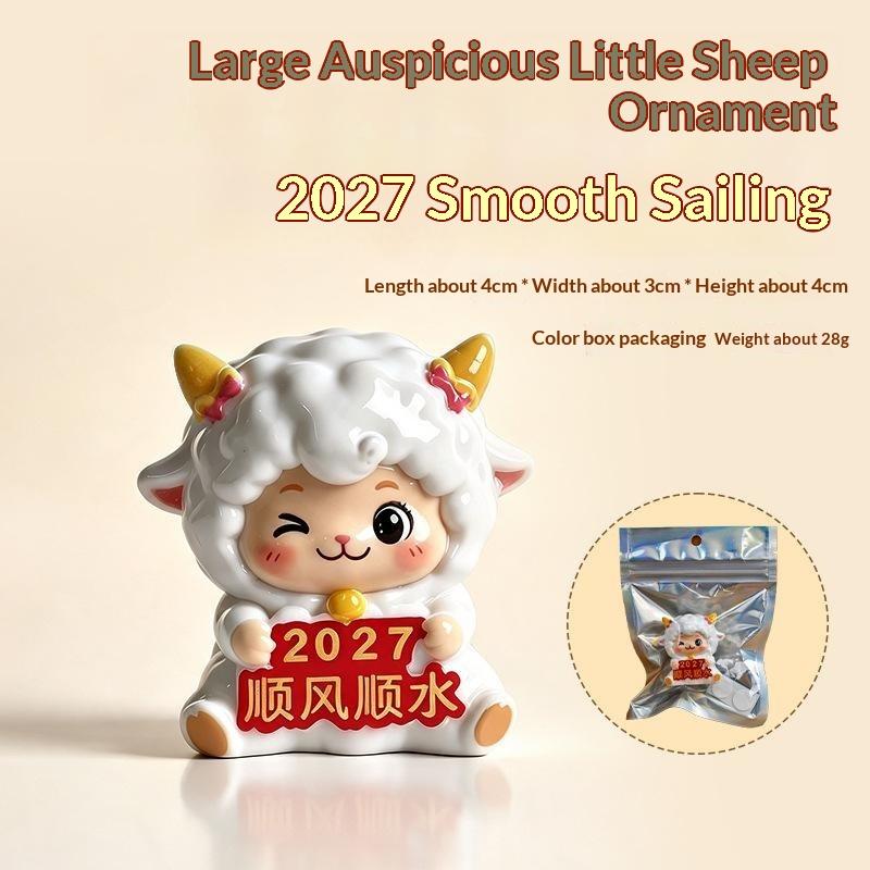 Cute Lucky Sheep Figurines 2027 Year Of Goat Decor Resin Adorable Design Home Desktop Ornament New Year Gift