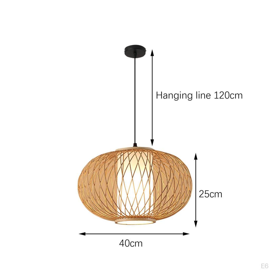 Bamboo Woven Pendant Lamp Light Rustic Weave Ceiling with Adjustable Cord for