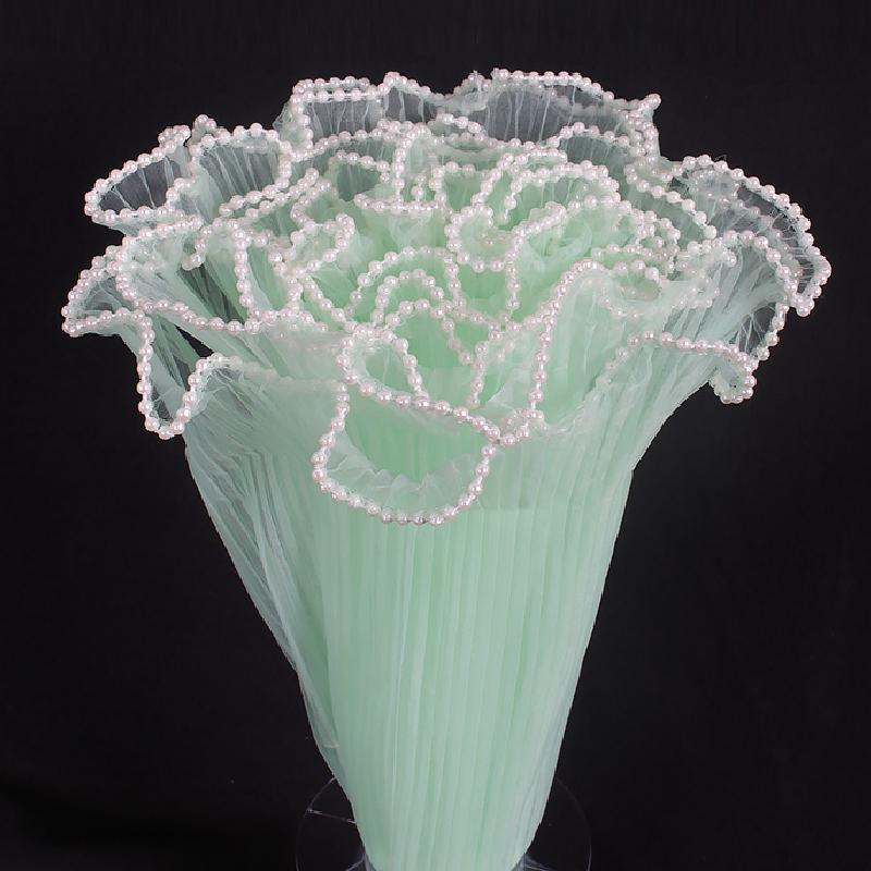 

1 шт. Цветочная упаковка День святого Валентина Плиссированная Декоративная сетка для DIY для букетов Украшение торта 4 ярда x 28 см светло-зеленый