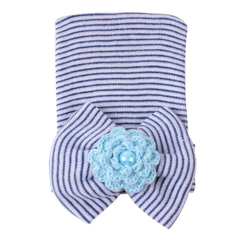 Nyfødt Baby Lue Småbarn Baby Varme Luer Bomull Stripete Luer Myke Sykehus Rosa Hvite Gutter Jenter Sløyfe Luer for Nyfødt 0-6M