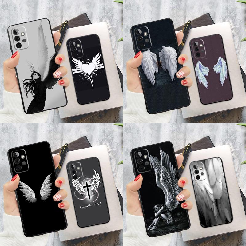 Angel Wings Heart Phone Case For Samsung Galaxy A54 A34 A14 A55 A35 A25 A15 A52 A32 A12 A51 A71 A13 A33 A53