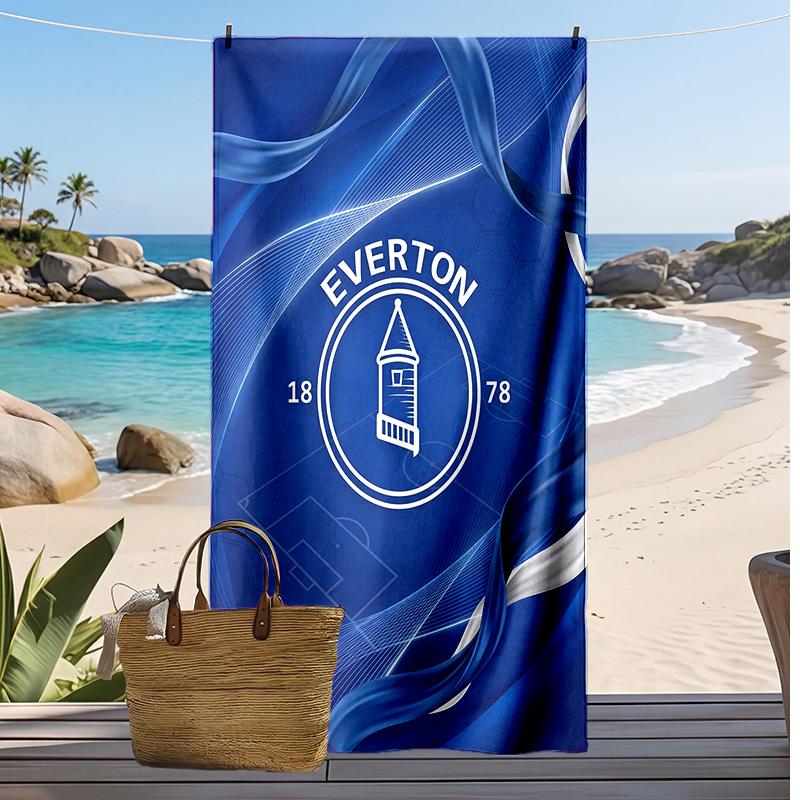 Asciugamano da Spiaggia con Stampa del Football Club Everton, Asciugamano Grande Morbido ad Asciugatura Rapida per Spiaggia Campeggio Nuoto