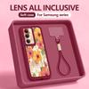 Colorful Floral Pattern Hand Strap Case For Samsung S26 S25 Ultra S24 FE S23 Plus S22 S21 A15 A16 A17 A35 A36 A37 A54 A55 A56 A57 5G Bumper Cover