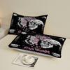 1 Stück Gothic Pink Flügel Totenkopf Druck Spannbettlaken 100% Polyester Langlebiges Bettwäsche-Set Laken für Zuhause Schlafzimmer Dekoration Geburtstagsgeschenk