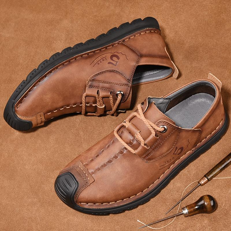 Herre Ekte Skinn Retro Stor Størrelse Ultralett Håndlagde Fritidssko Herre Høye Ankelstøvletter