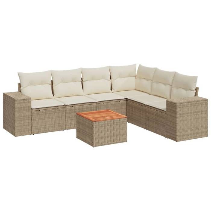 VidaXL Garden Lounge Set with Cushions 7 Pcs, Sofas and Patio Table, Outdoor Furniture Set Patio, Beige 3257794