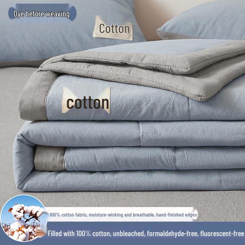 Inside and Out All-Cotton Quilt - 100% Pure Xinjiang Cotton Summer Air Conditioner Quilt for Single or Double Person