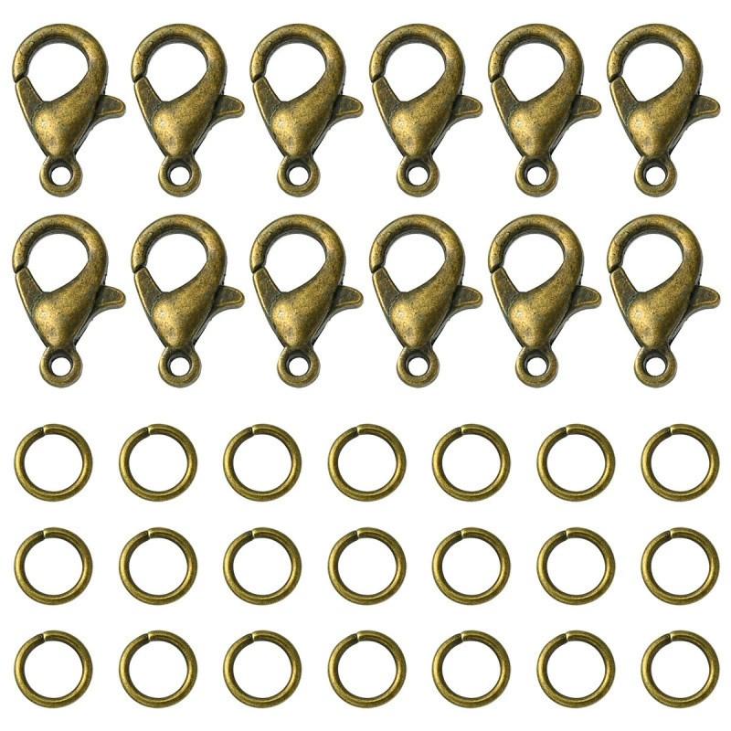 A Set of 20 Round Transparent Plated Lobster Clasps for DIY Jewelry Assembly