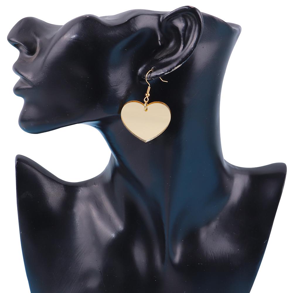 Gold Silver Color Mirrored Heart Acrylic Dangle Earrings for Women 2025 Trending Peach Love Pendant Earring Simple Jewelry Gifts