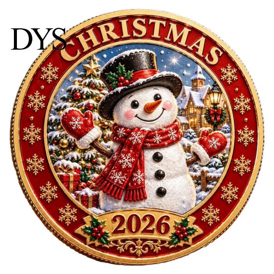 Christmas Coins 2026 Coin, Holiday Commemorative Keepsake with Embossed Festive Gingerbread Man Medals Santa/Gingerbread Man/Snowman/Elk, 3D