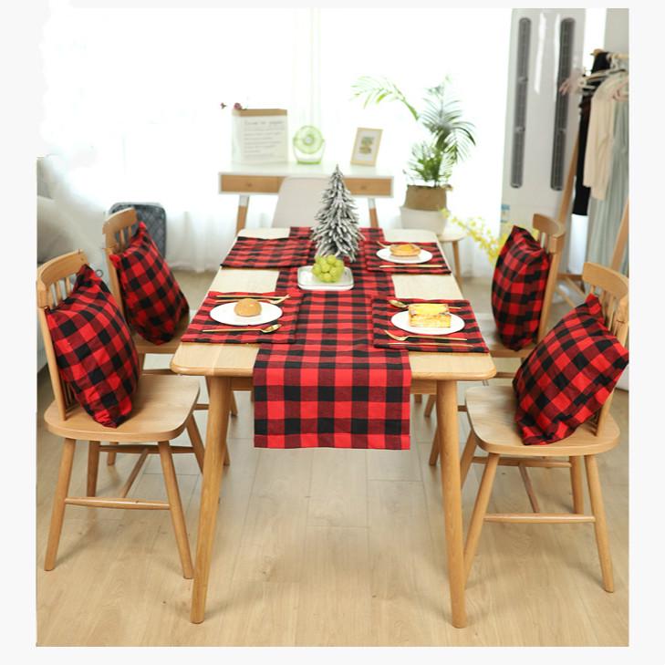 Christmas Red And Black Plaid Cloth Pillowcase Square Pillow Cover Home Decoration