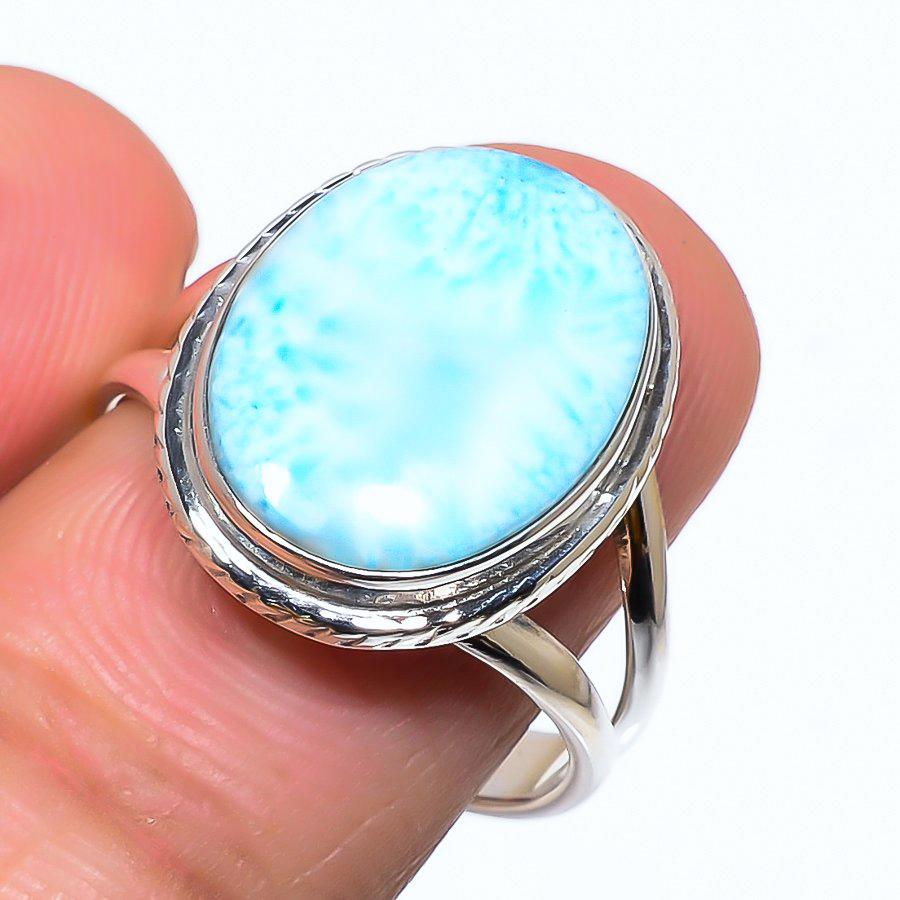 

Кольцо из стерлингового серебра 925 пробы с драгоценным камнем Natural Republic Larimar, размер 9,5 j4n29