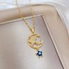 Stainless Steel Chain Hollow Zircon Moon and Star Pendant Necklaces for Women Gold Color Evil Eye Star Accessories Gifts