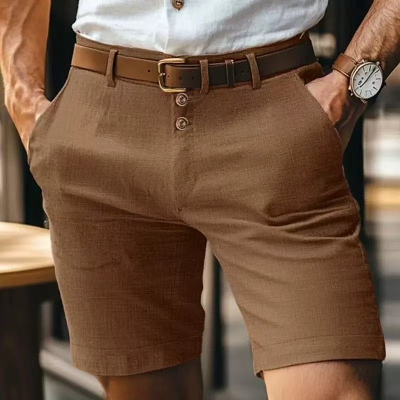 Nuovo Arrivo Estivo Pantaloncini da Uomo Pantaloncini da Uomo in Lino a Cinque Pollici Lisci con Bottone Davanti Pantaloni Casual Sportivi da Spiaggia