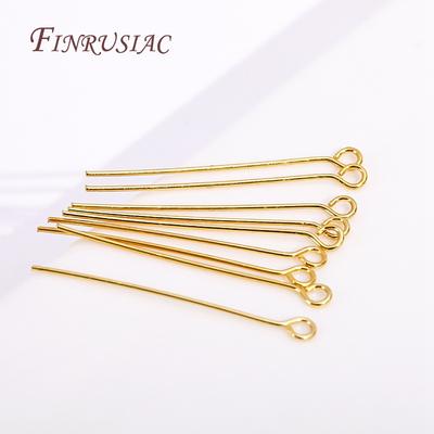 50 Pcs/lot 18K Gold Plated Eye Pins,16/18/20/26/30/40/50mm Eye Pins For Jewellery Making Findings DIY Beading Jewelry Supplies