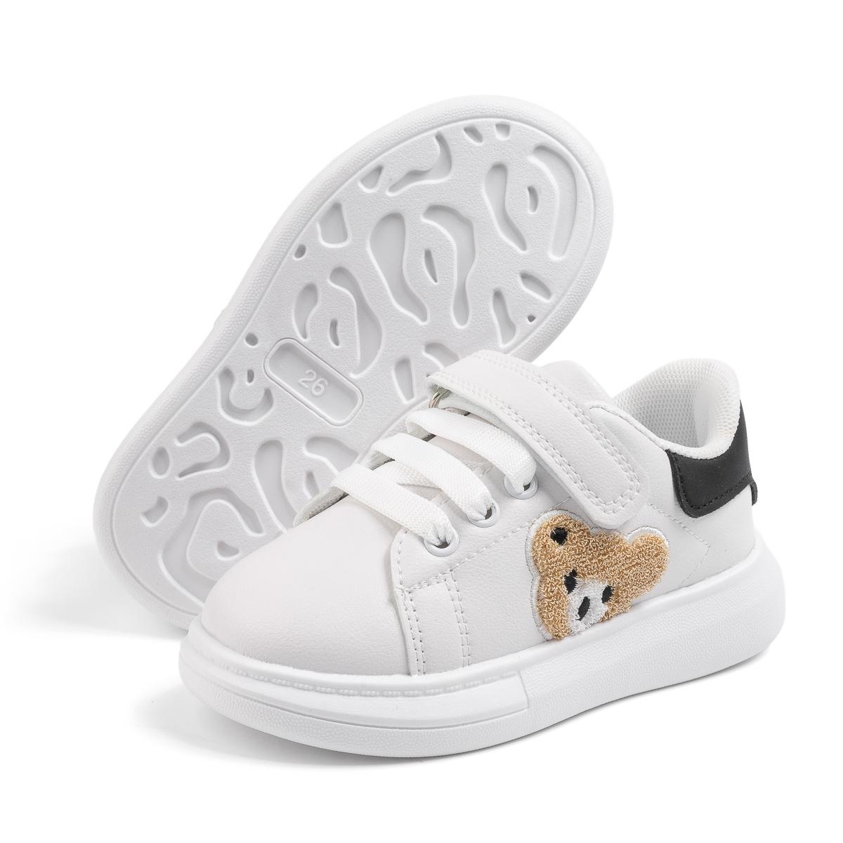 

Children Casual Sneakers Cute Bear Embroidered Fashion Youngsters Teens Casual Walking Shoes Spring Autumn Soft Flat Sole Shoes 24